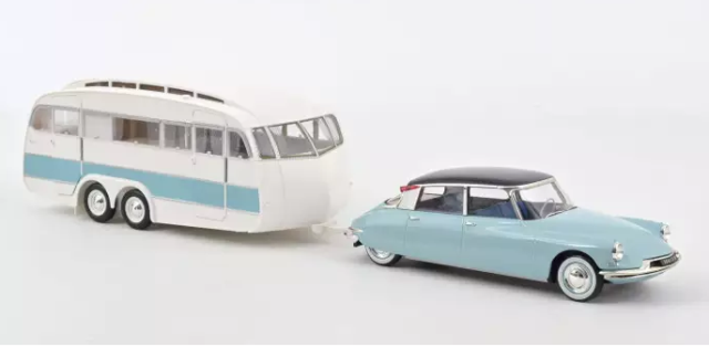 Citroën DS 19 1959 Nuage Blue and Purple + Caravane Hénon 1:18