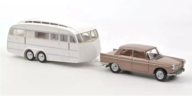 Peugeot 404 1965 Brown metallic with Caravan Hénon 1:18
