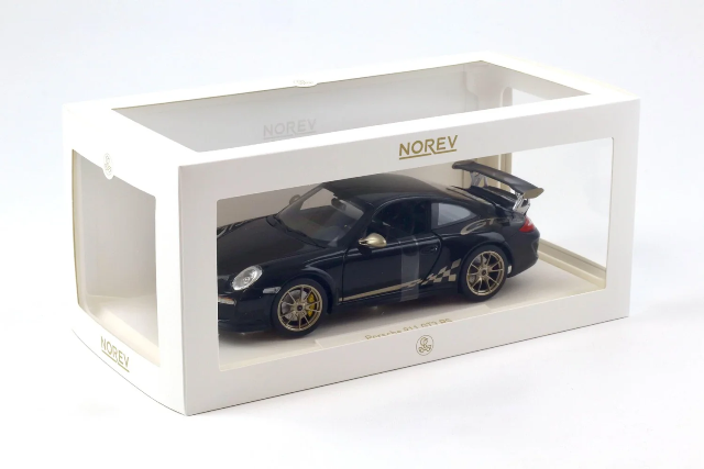 Porsche 911 GT3 RS 2009 Black und white gold metallic 1:18