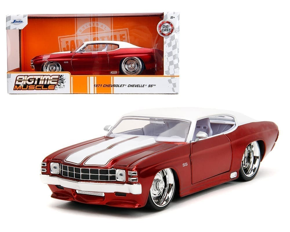 Chevrolet Chevelle SS Red with White Top and stripes - Bigtime Muscle 1971 1/24