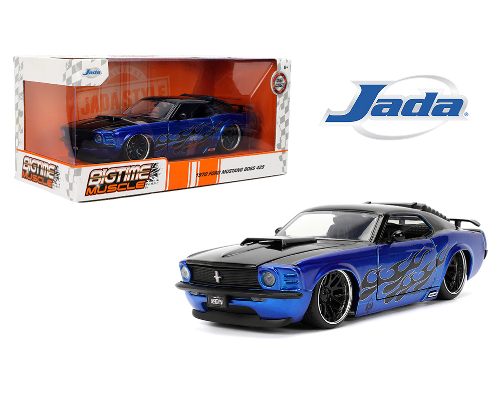 Ford Mustang Boss 429 - Blue with Black Flames - Bigtime Muscle 1970 1/24