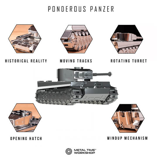 Ponderous Panzer Mechanical kit of tank, 188 parts