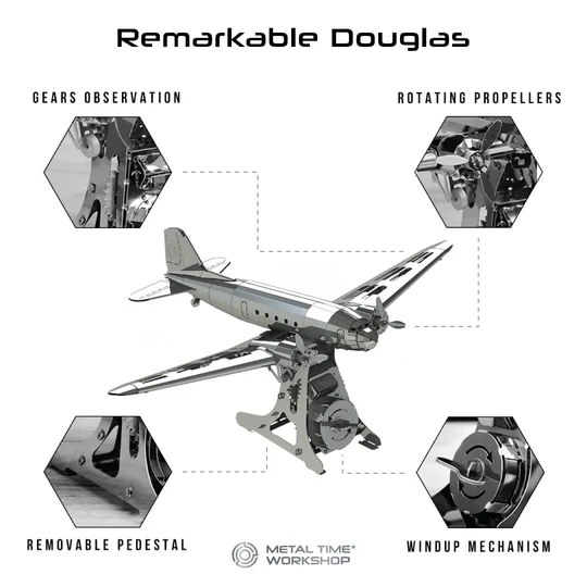 Remarkable Douglas Mechanical kit of airplane DC-3, 146 parts