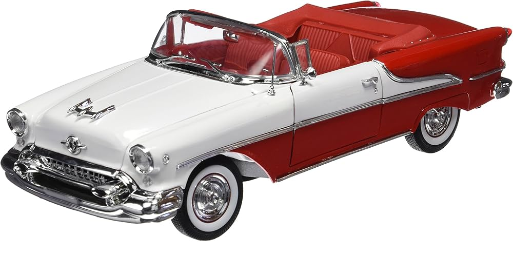 OLDSMOBILE SUPER 88 CONVERTIBLE RED/WHITE 1955 1/18