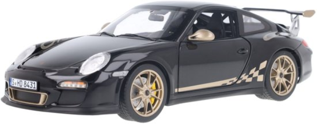 Porsche 911 GT3 RS 2009 Black und white gold metallic 1:18