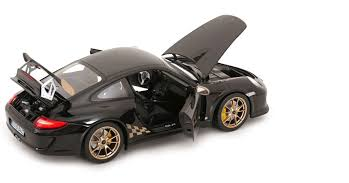 Porsche 911 GT3 RS 2009 Black und white gold metallic 1:18