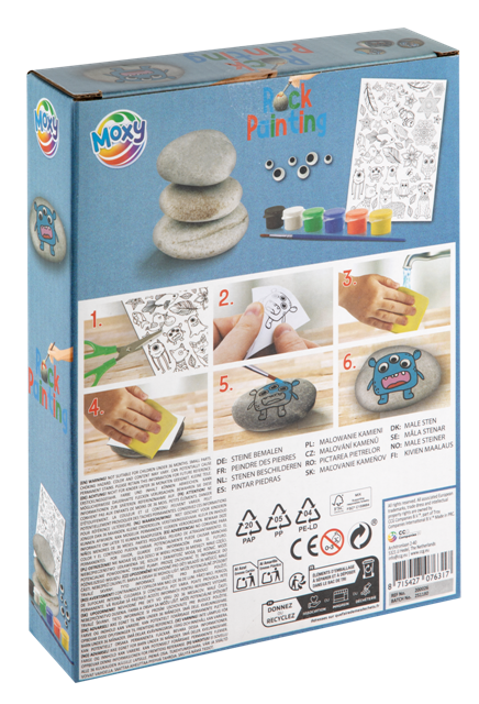 Rock Painting:  3 rocks+6 paint+brush+eyes