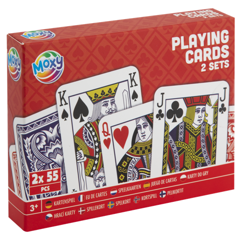Playing Cards 2 sets, 2 x 55 cards - incl. display