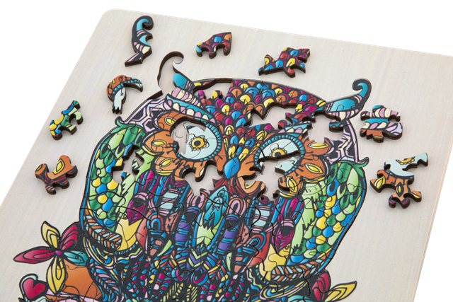 Wooden puzzle unique shapes - Owl - 133 pcs