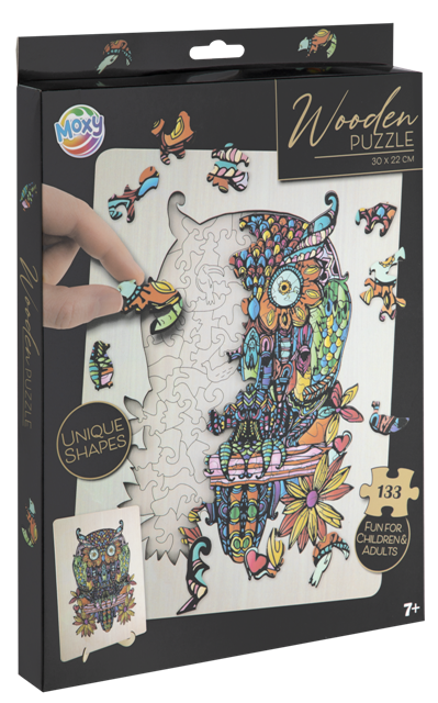 Wooden puzzle unique shapes - Owl - 133 pcs