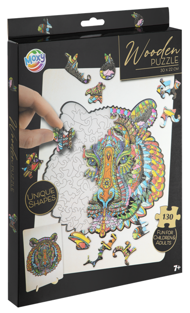 Wooden puzzle unique shapes - Tiger - 130 pcs