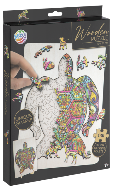 Wooden puzzle unique shapes - Turtle - 130 pcs