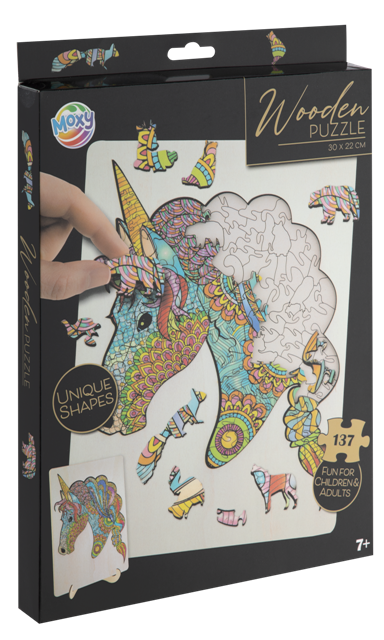 Wooden puzzle unique shapes - Unicorn - 137 pcs