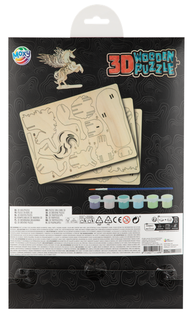 3D Wooden Puzzle incl. 6 paints & brush UNICORN