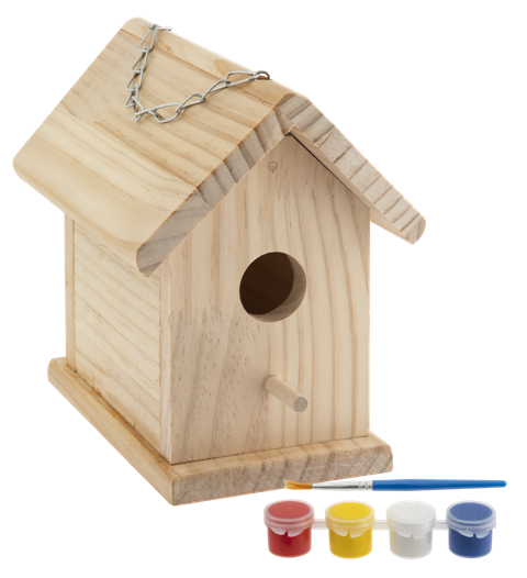 Birdhouse wood incl. 4 paints & brush