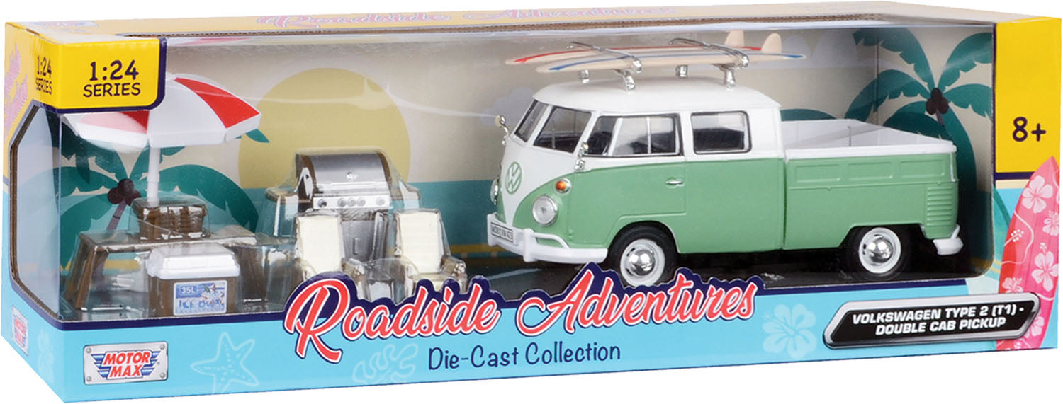 1:24 ROADSIDE ADVENTURES - VOLKSWAGEN TYPE 2 (T1) DOUBLE CAB PICKUP