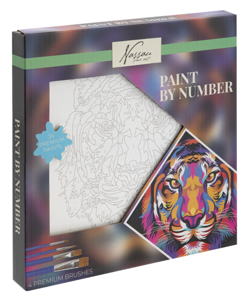 Paint by number 20x20cm Tiger-24 paints/4 brushes