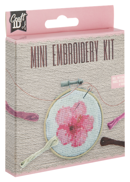 Mini embroidery kit 12,5x10cm, flower