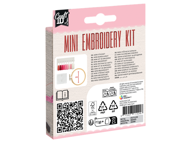 Mini embroidery kit 12,5x10cm, flower