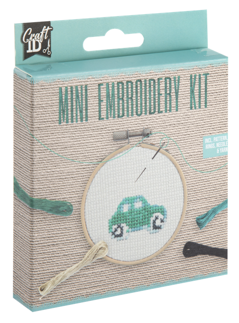 Mini embroidery kit 12,5x10cm, car