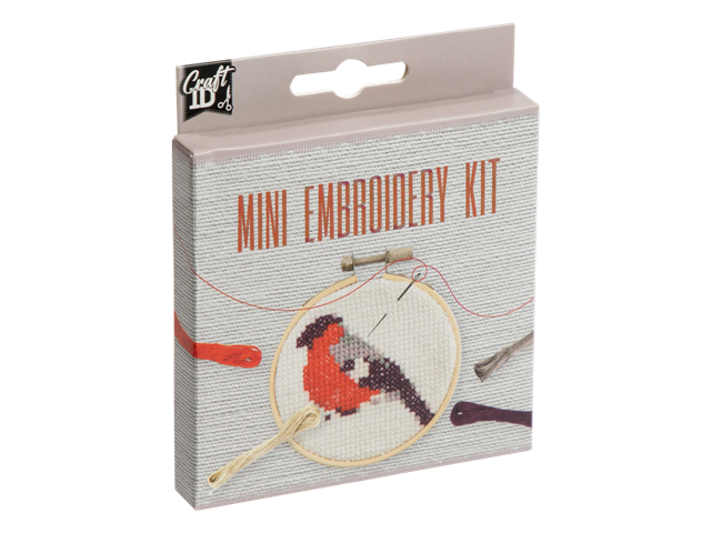 Mini embroidery kit 12,5x10cm, bird