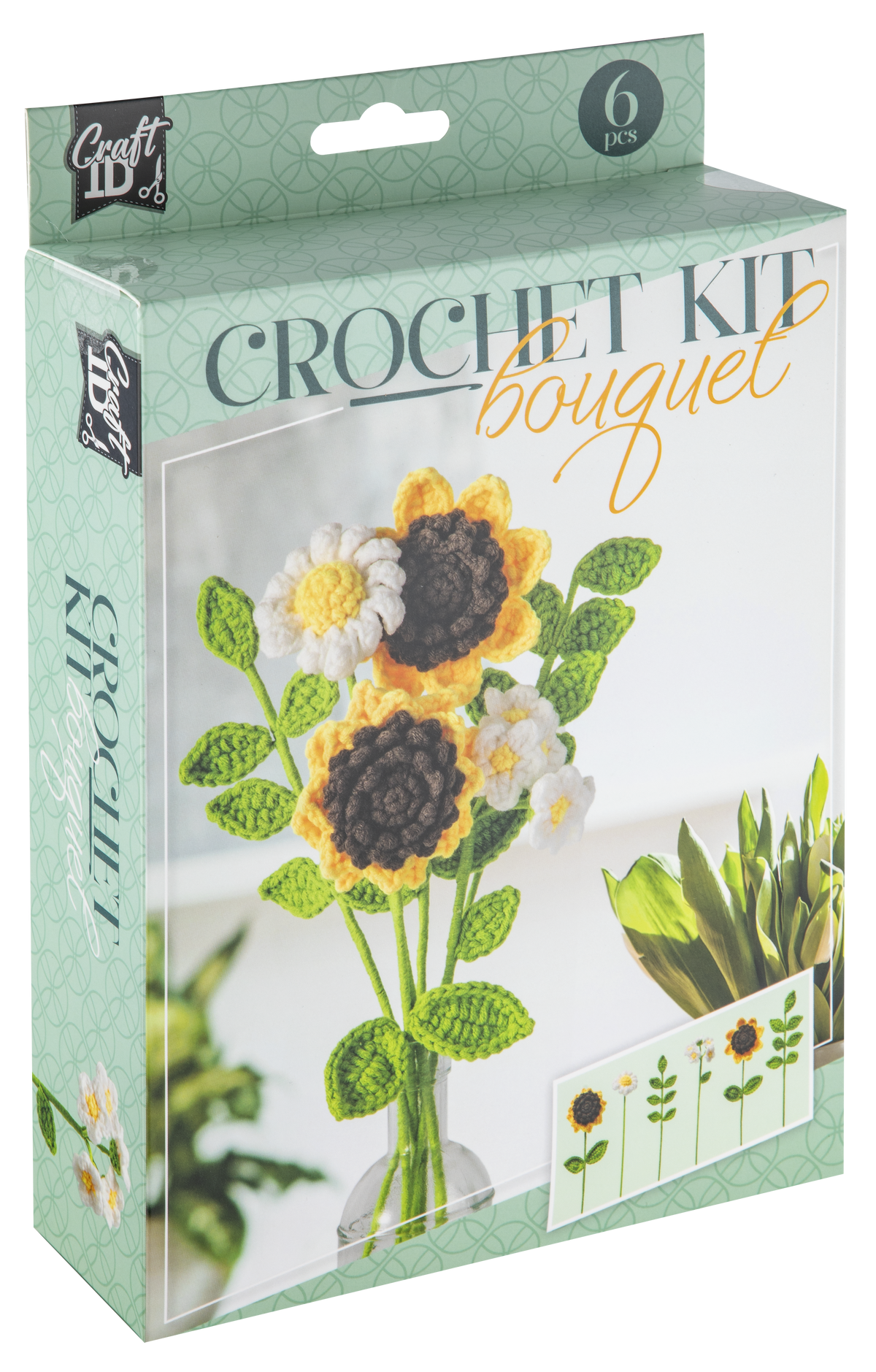 Crochet kit Flower Bouquet - Yellow - 6 pcs