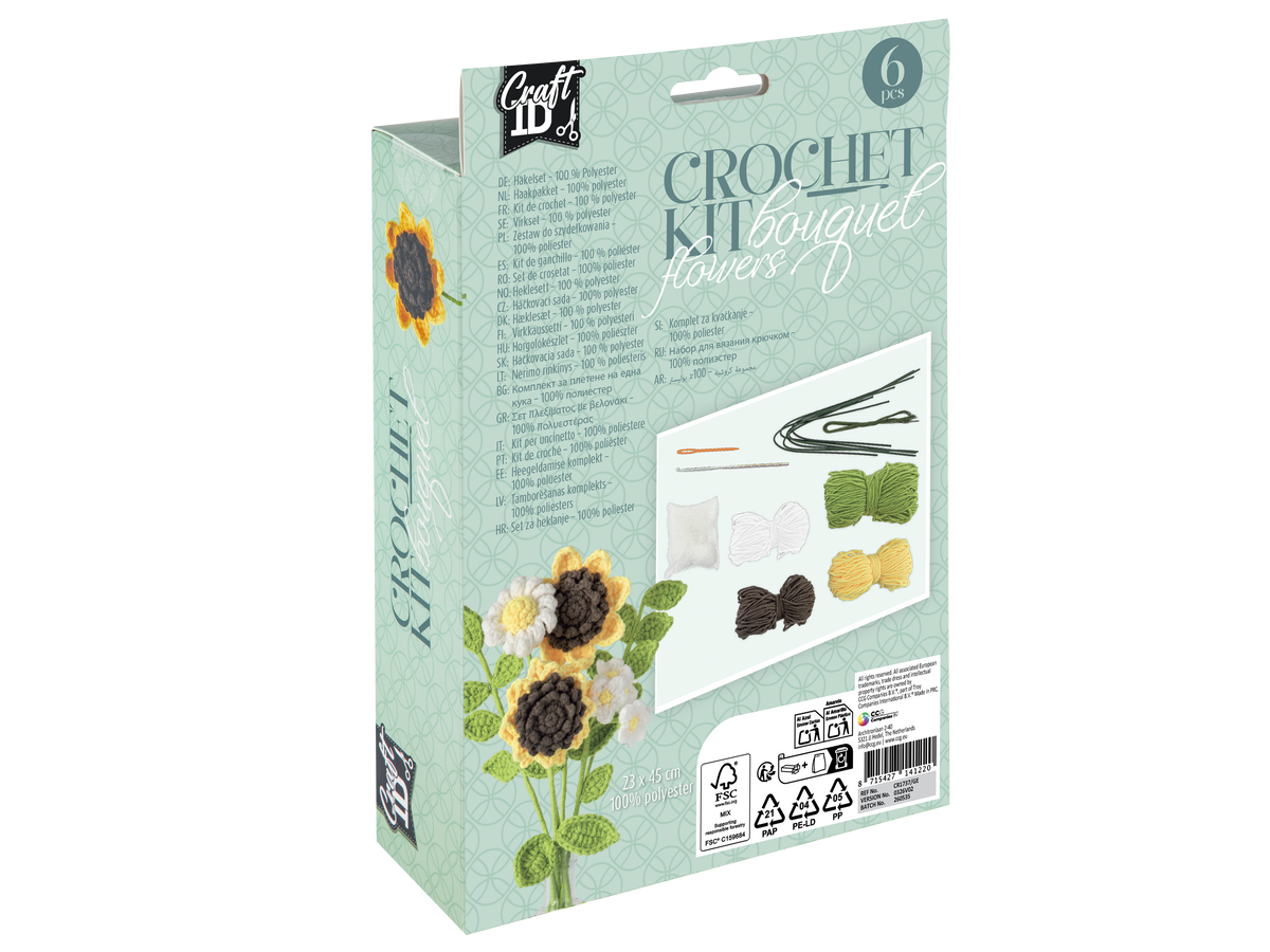 Crochet kit Flower Bouquet - Yellow - 6 pcs