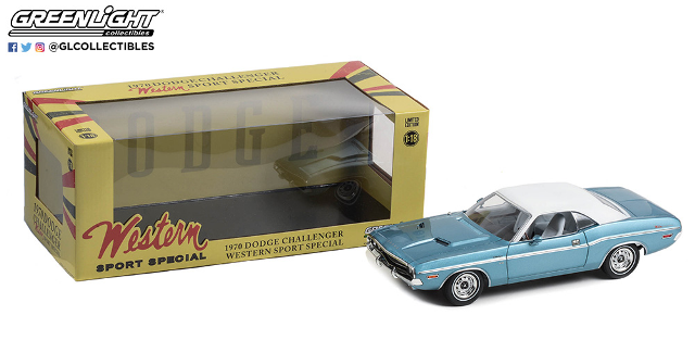 1:18 1970 Dodge Challenger - Western Sport Special - Light Blue Poly with Vinyl Roof and White Inter