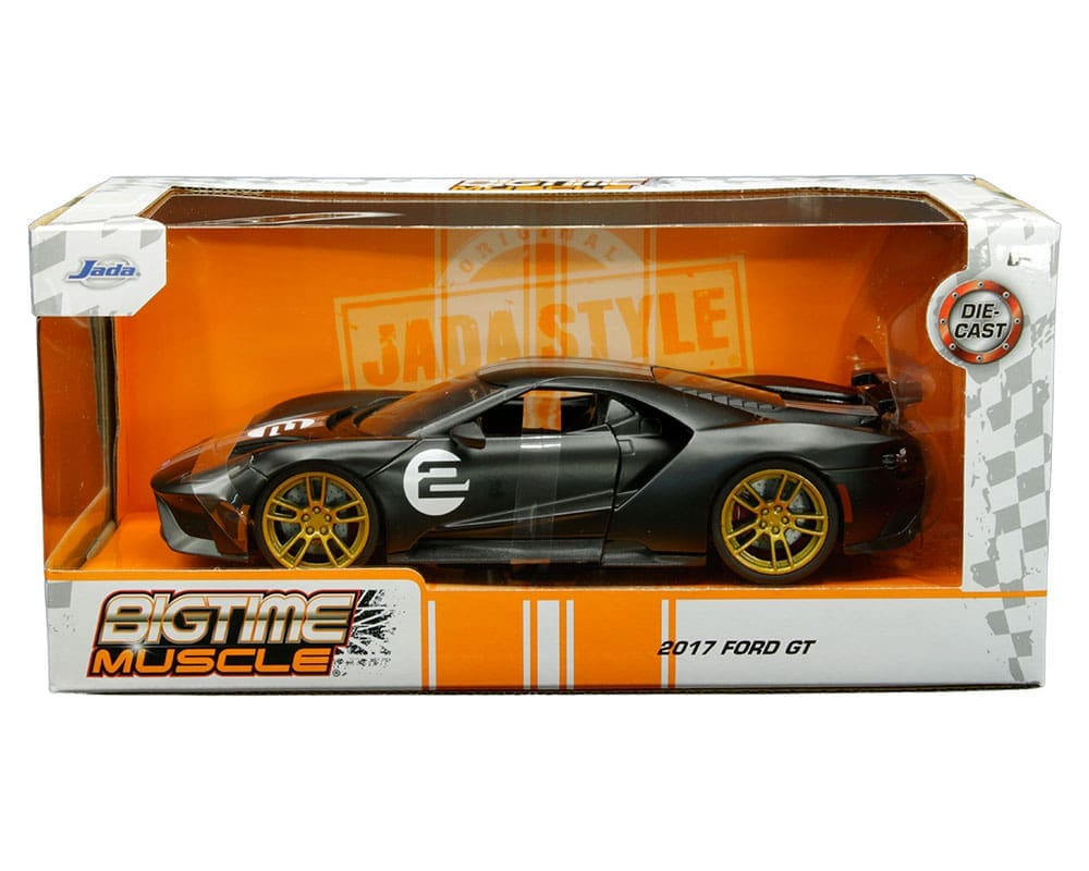 Ford GT (Matte Black with Silver Stripes) - Bigtime Muscle 2017 1/24