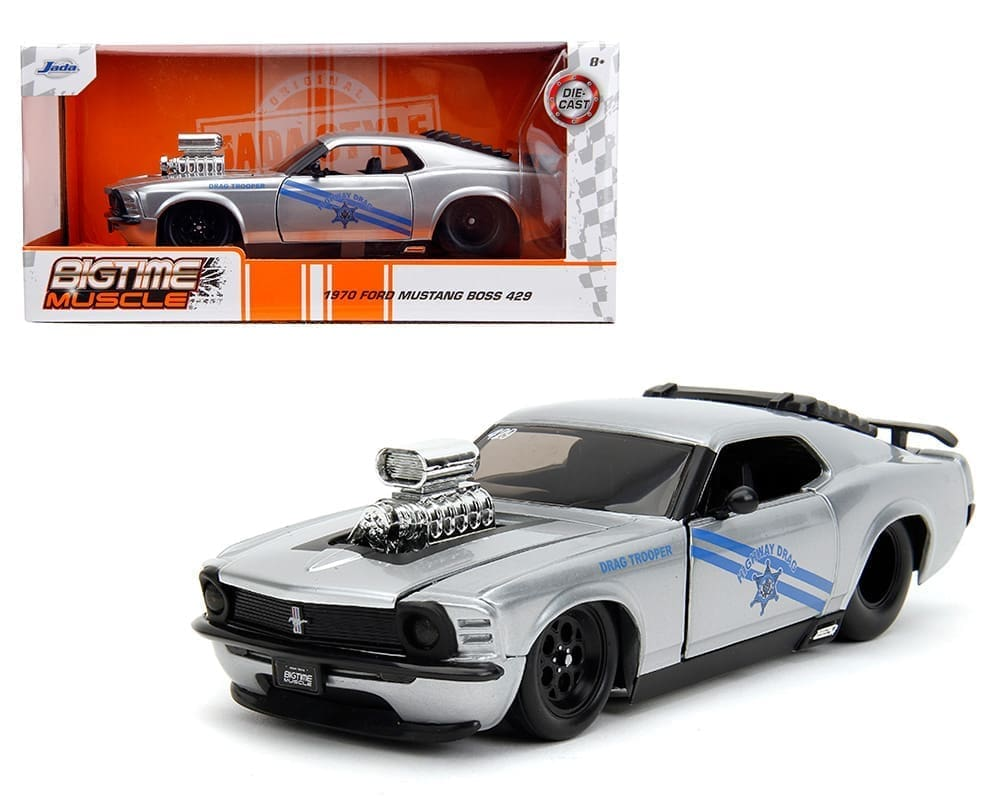 Ford Mustang Boss 429 with Engine Blower - Highway Drag - Silver – Bigtime Muscle 1970 1/24