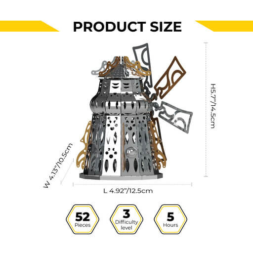 Mysterious Mill Mechanical-Electrical  kit of Windmill, 52 parts