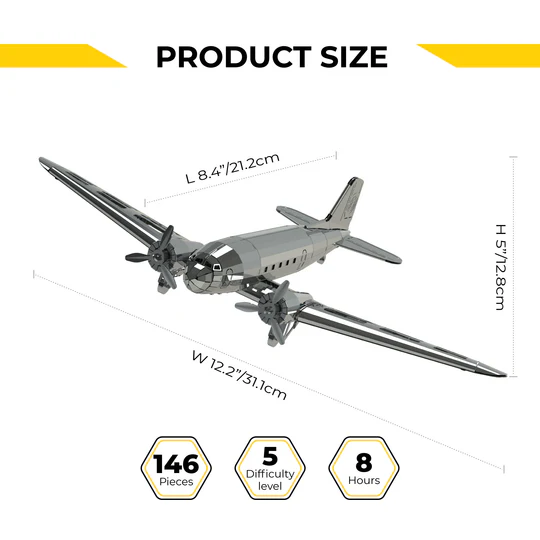 Remarkable Douglas Mechanical  kit of airplane  DC-3, 146 parts